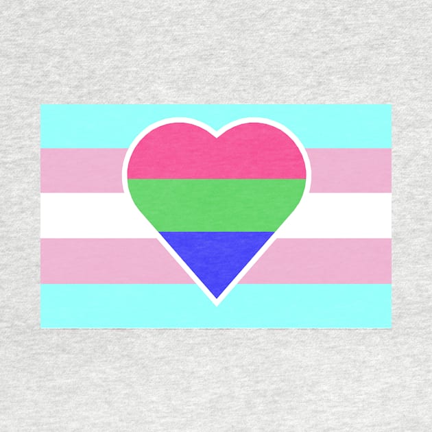 Transgender Pride Flag with Polysexual/Polyromantic Heart by DisneyFanatic23